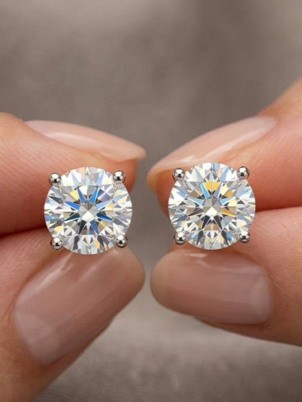 5.00 Ct Brilliant Round Cut Lab Diamond 8mm Stud Earrings in 14k